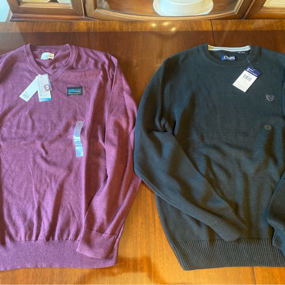 Chaps Crewneck Sweater Lot NWT Black maroon great gift!